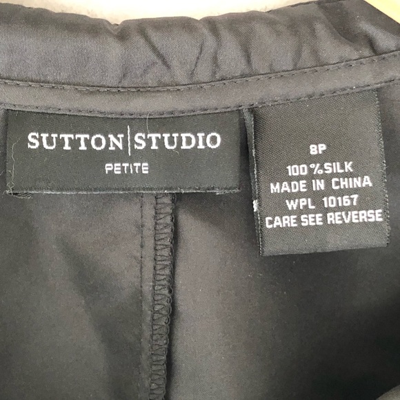 Sutton Studio Black Blouse Top Silk Ruffles SP - Picture 4 of 5